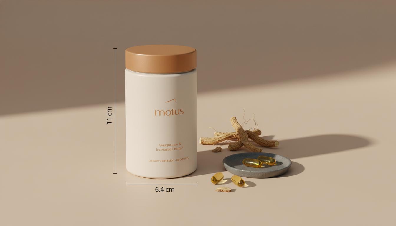 Minimalist still life of Tonum supplement jar with berberine capsules and root fragments on a beige tabletop, illustrating the best form of berberine to take