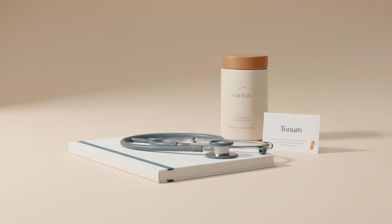 Minimalist clinical countertop with a journal, stethoscope and Tonum product card suggesting practical steps after elevated liver enzymes test results.