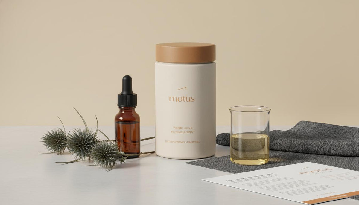 is milk thistle good for liver detox — minimalist still-life with milk thistle seed heads, amber extract bottle, lab beaker and Tonum supplement container on beige background