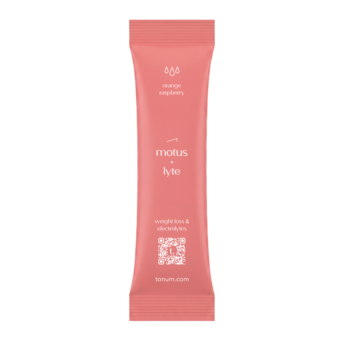 Tonum MOTUS LYTE Orange Raspberry electrolyte drink mix stick pack.