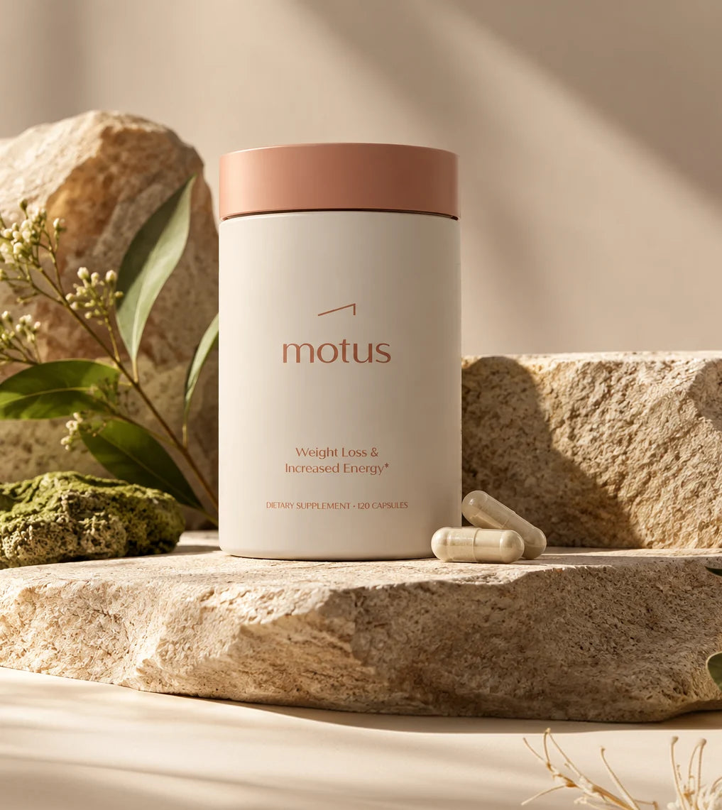Motus bottle on a stone surface